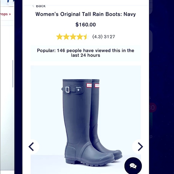 HUNTER Navy Tall Rain Boots with Fleece Socks, Bag - Picture 1 of 15